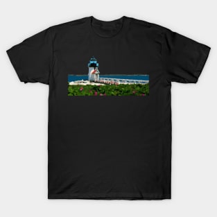 Brant Point Lighthouse Nantucket - Watercolor Effect T-Shirt